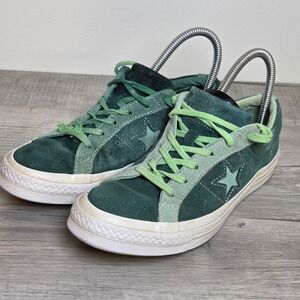 Converse All Star Green Suede Low Top Sneakers Youth 6 Women's 8 Casual Shoes